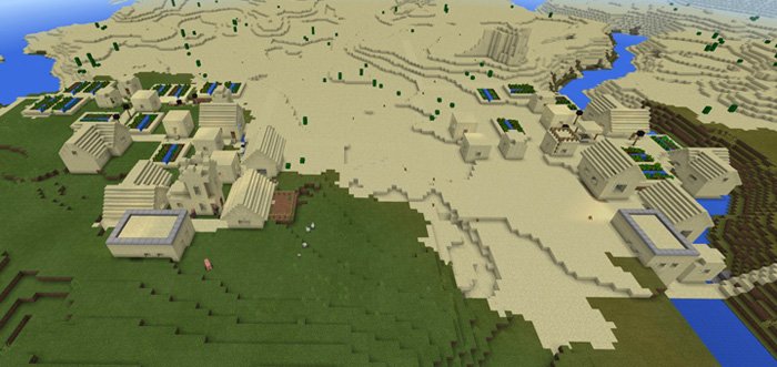 -962186478: Two Sand Villages At Spawn [Seed for MCPE]